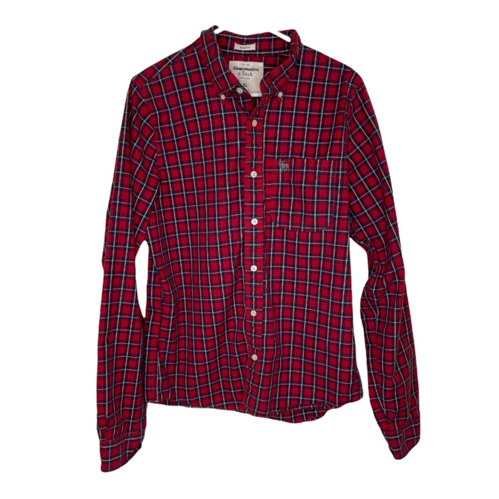 ABERCOMBIE & FITCH PLAID MUSCLE BUTTON DOWN TOP SIZE XL